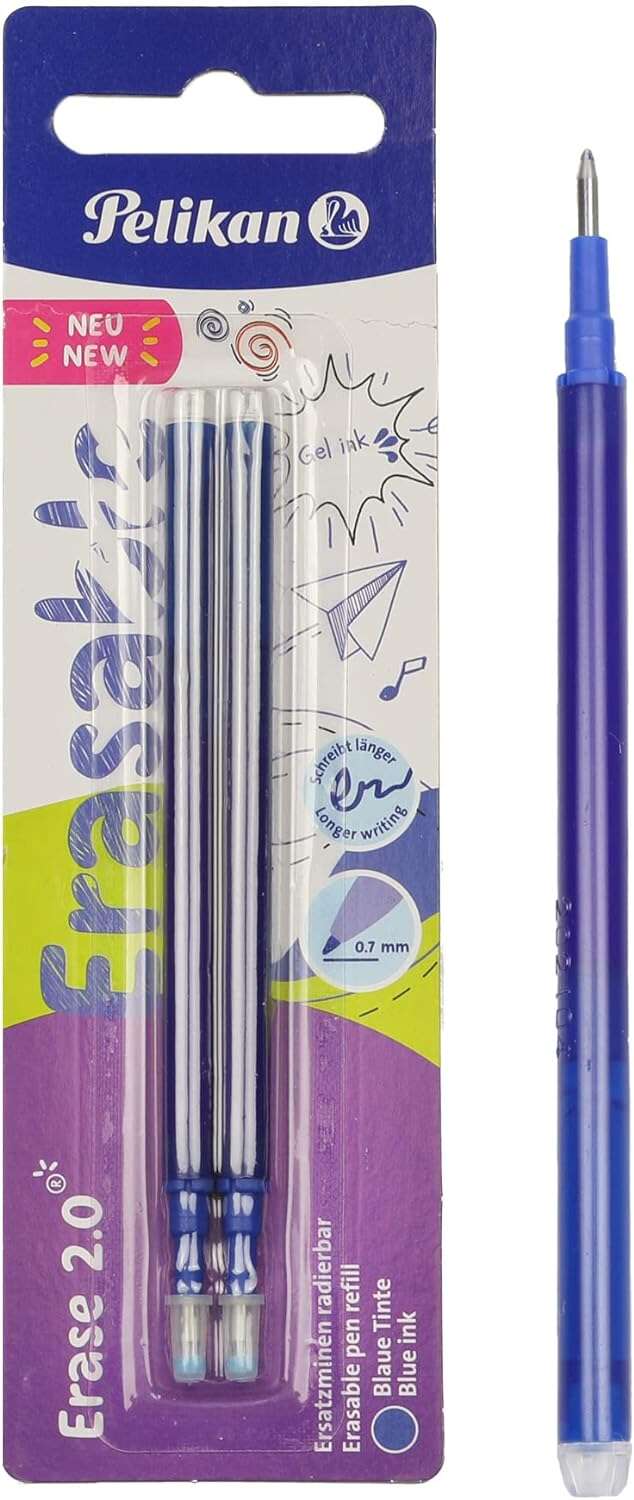 Pelikan Blister 2 Recambio para Borrador Erase 2.0 - Presentacion en Blister Card - Color Azul