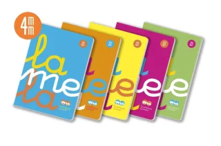 Lamela Pack de 5 Libretas Grapadas con 50 Hojas de 90g/m2 con Margen - Formato A4 - Pauta Cuadrovia de 4mm - Cubierta de Polipropileno Fluorescente - Papel Offset Blanco Extra - Colores Surt