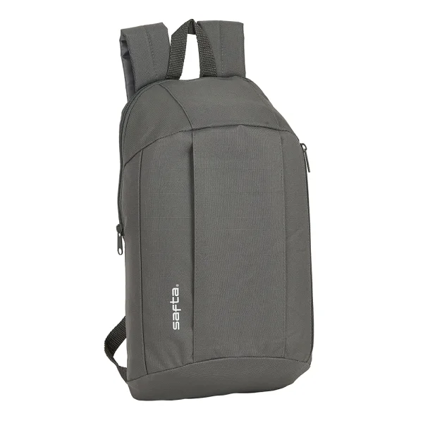 Safta Mini Mochila - Hombreras Acolchadas - Cremallera - Asa Superior - 8.5L - Bolsillo Frontal - Uso Diario - Ajustables - 220x100x390mm - Color Gris