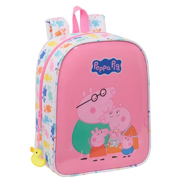 Safta Peppa Pig Baby Pig Mochila Guarderia - Adaptable a Carro - Cremallera - Tarjeta de Identificacion - Asa Superior - 6L - 220x100x270mm - Color Rosa
