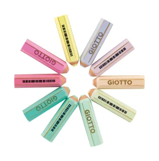 Giotto Happy Gomma Goma de Borrar - Forma de Lapiz - Para Borrar Grafito - 10 Colores Pastel · Pack de 40 uds.