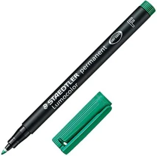 Staedtler Lumocolor 318 Rotulador Permanente - Punta Fina Redonda - Trazo 0.6mm - Capuchon con Clip - Secado Rapido - Color Verde · Pack de 10 uds.