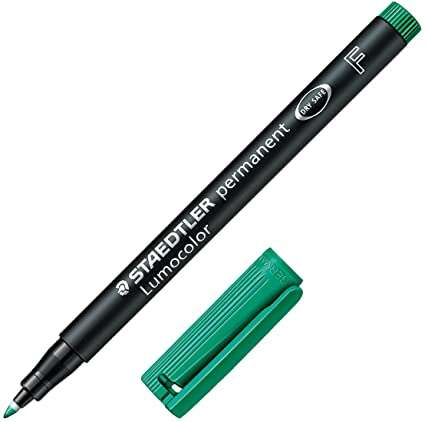 Staedtler Lumocolor 318 Rotulador Permanente - Punta Fina Redonda - Trazo 0.6mm - Capuchon con Clip - Secado Rapido - Color Verde · Pack de 10 uds.