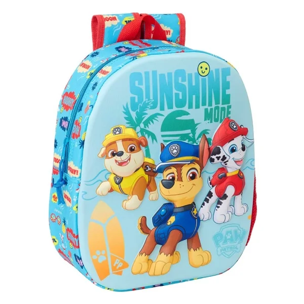 Safta Patrulla Canina Mochila 3D de 8.64L - Portabotellas - Tarjeta de Identificacion Personal - Hombreras Acolchadas - 27x33x10cm - Color Rojo y Azul