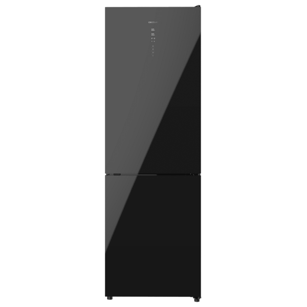Cecotec Bolero CoolMarket Combi 322 Black Cristal D Frigorifico Combi - 322L - Modo Vacaciones - Cajon para Carne y Pesado - Frio Envolvente - Cajon Humedad Regulable - Clase D - 185x60cm -