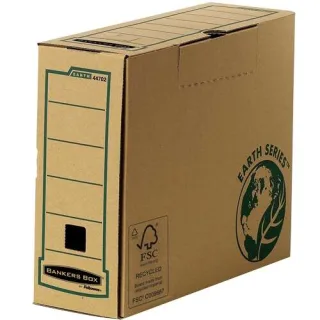Fellowes Bankers Box Earth Caja de Archivo Definitivo A4 100mm - Montaje Manual - Carton Reciclado Certificacion FSC - Color Marron · Pack de 20 uds.