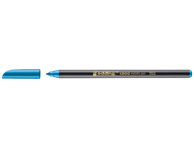 Edding 1200 Rotulador - Punta Redonda - Trazo 1mm - Tinta con Base de Agua - Color Azul Metalizado · Pack de 10 uds.