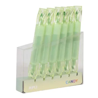 Apli Caramelo Pack de 6 Marcadores Doble Punta 5mm Plana y 2mm Redonda - Ideal para Agendas, Libretas y Calendarios - Color Verde