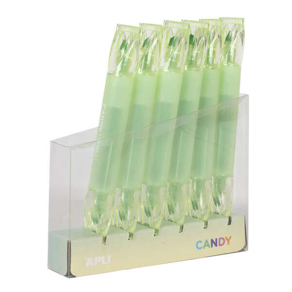 Apli Caramelo Pack de 6 Marcadores Doble Punta 5mm Plana y 2mm Redonda - Ideal para Agendas, Libretas y Calendarios - Color Verde