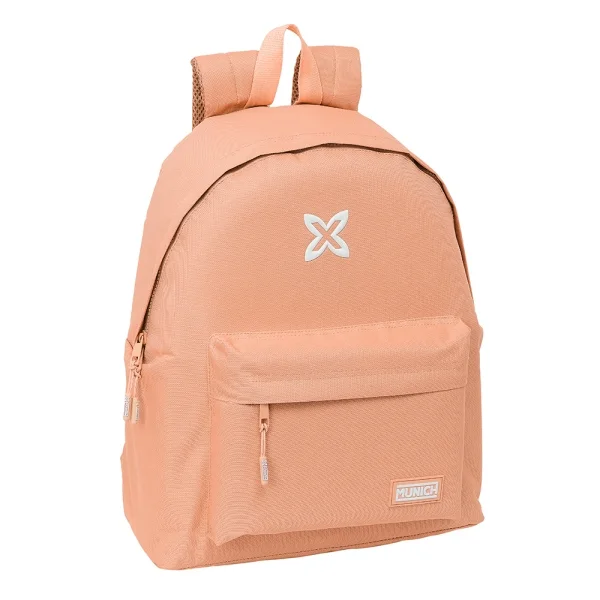 Safta Munich Basicos Peach Mochila - Bolsillo Frontal - Hombreras Acolchadas - Doble Tirador en Cremallera - Asa Superior - 20.8L - 330x150x420mm - Color Naranja
