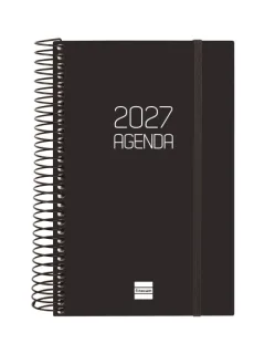 Finocam Espiral Basics Opaque Agenda - Anual 2027 - 1 Dia por Pagina - Formato E5 - 117x181mm - Espiral - Tapa de Polipropileno - Esquinas Microperforadas - Papel de 70g/m2 - Color Negro