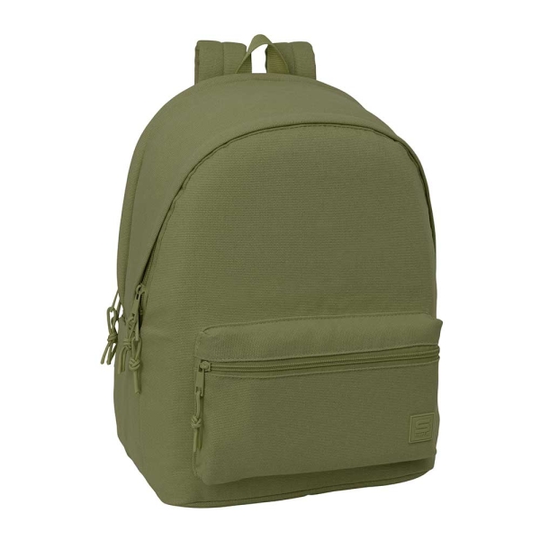 Safta Basic Mochila para Portatiles hasta 15.6" - Bolsillo para Tablet hasta 11" - Antirrobo - Asa de Mano - Conector USB - Cremallera - Doble Tirador - Acolchada - 31x44x18cm - Color Verde