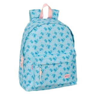Safta Stitch Ohana Mochila - Bolsillo Frontal - Hombreras Acolchadas - Espalda Acolchada - Doble Tirador en Cremallera - Asa de Mano Superior - 20.80L - 330x150x420mm - Color Azul Claro