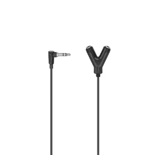 Hama Essential Cable de Audio - Jack 3.5mm Hembra x2 - Jack 3.5mm Macho - Longitud 12cm - Color Negro