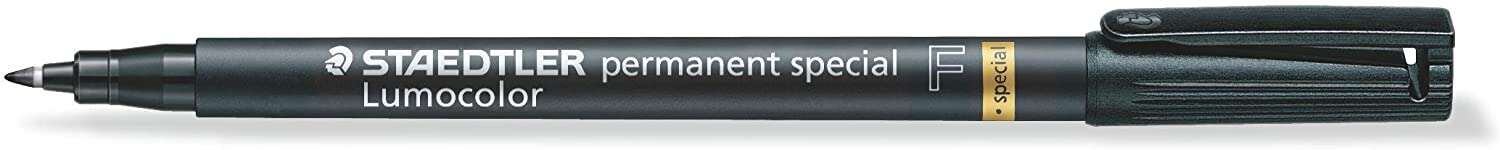 Staedtler Lumocolor Permanent 319 Rotulador Permanente de Punta Fina - Trazo 0.6mm - Para Aplicaciones Especiales - Secado Rapido - Color Negro · Pack de 10 uds.