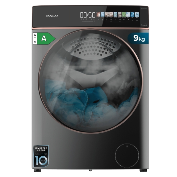Cecotec Bolero DressCode 9900 Autodose Inverter FullColor Steel A Lavadora de Carga Frontal con Autodosis - Capacidad 9kg - Velocidad 1400rpm - Pantalla 10.3" - Motor Inverter - Color Gris O