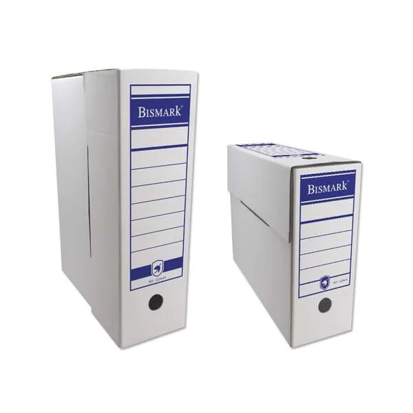 Bismark Caja de Archivo Definitivo Tamaño Folio 10x36.5x25.5cm - Carton Corrugado - Doble Ollado - Color Blanco · Pack de 10 uds.