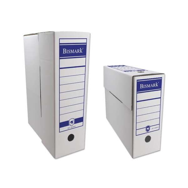 Bismark Caja de Archivo Definitivo Tamaño Folio 10x36.5x25.5cm - Carton Corrugado - Doble Ollado - Color Blanco · Pack de 10 uds.
