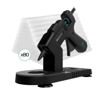 Cecotec Perfect Fix 20 Pistola de Cola Termofusible - 20W - Temperatura hasta 180ºC - Protector de Mesa - 80 Barras de Silicona de 7mm - Color Negro