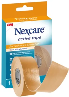 Nexcare Active Tape Cinta para Proteccion y Prevencion de Ampollas - 2.5cm x 4.5m - Transpirable - Color Marron