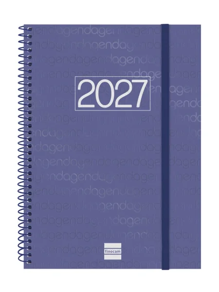 Finocam Espiral Basics Year Agenda - Anual 2027 - Semana Vista Vertical - Formato E10 - 155x212mm - Espiral - Tapa de Polipropileno - Esquinas Microperforadas - Papel de 80g/m2 - Color Azul