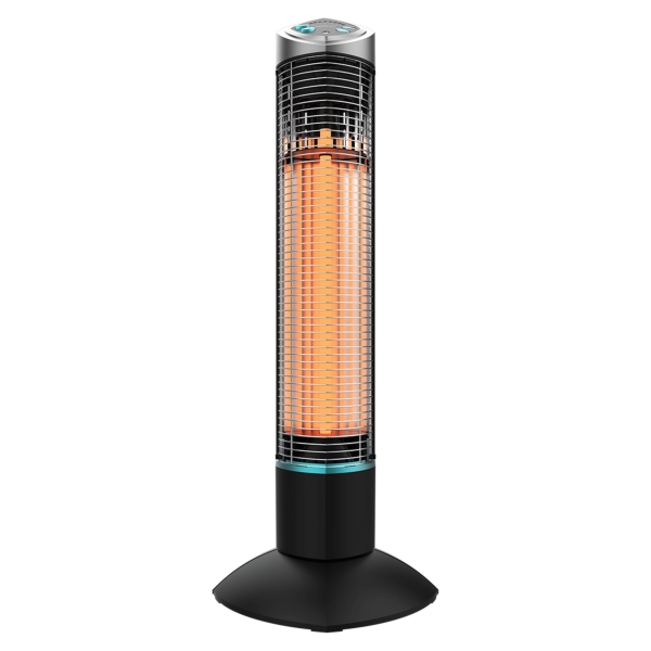 Cecotec ReadyWarm 1000 Power Tower Estufa Halogena de Torre para Exterior - 1000W - Proteccion IP55 - Oscilacion 90º - 2 Niveles de Calor - Temporizador hasta 4H - Mando a Distancia - Color