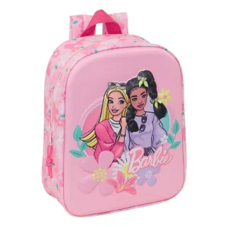 Safta Barbie Mochila Guarderia 3D - 6L - Cremallera - Asa de Mano - 22x27x10cm - Color Rosa