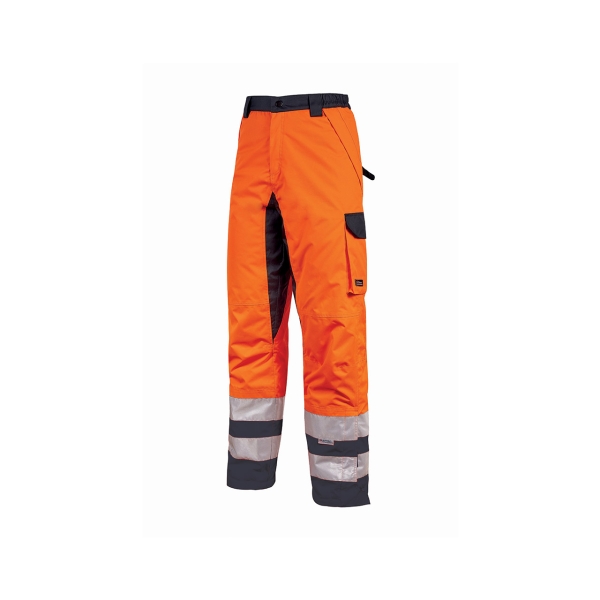 Upower Subu Pantalones Impermeables y Transpirables - Talla 2XL - Bolsillos Multifuncionales, Rodillas Reforzadas, Cintura Elastica, Proteccion Contra el Frio en 342:2018 - Color Naranja Flu