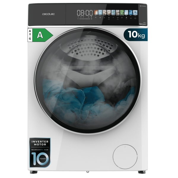 Cecotec Bolero DressCode 10900 Autodose Inverter FullColor A Lavadora de Carga Frontal con Autodosis - Capacidad 10kg - Velocidad 1400rpm - Pantalla 10.3" - Motor Inverter - Color Blanco y N