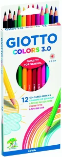 Giotto Colors 3.0 Pack de 12 Lapices Hexagonales de Colores - Mina 3 mm - Madera - Colores Surtidos