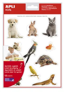 Apli Gomets Tematicos Realistas de Mascotas - 132 Gomets en 12 Hojas - Adhesivo Removible - Ideal para Desarrollar Habilidades Motoras - Normas EN-71 y FSC - 100% Reciclables - Coloridos · P