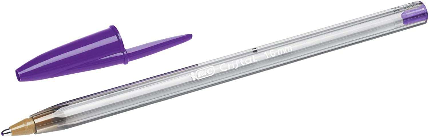 Bic Cristal Fun Boligrafo de Bola - Punta Gruesa de 1.6mm - Tinta con Base de Aceite - Color Morado · Pack de 20 uds.