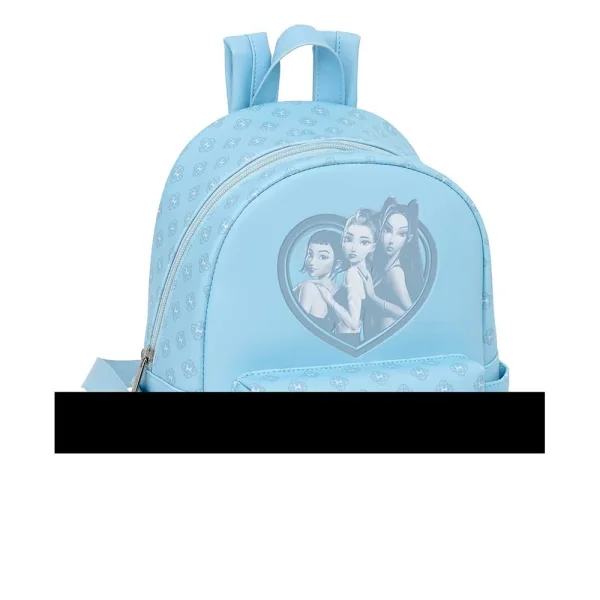 Safta K-Pop Demon Hunters Secret Mini Mochila - Bolsillo Frontal y Lateral - Cremallera - Hombreras Ajustables - Asa Superior - Compacta y Ligera - 24x28x12cm - Color Azul Claro