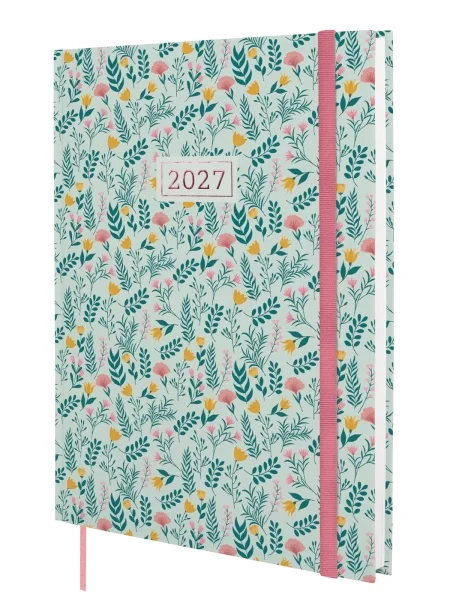 Finocam Dynamic Berlin Trigo Agenda Profesional - Anual 2027 - Semana Vista Vertical - 210x270mm - Goma Elastica - Tapa Dura Acolchada - Esquinas Microperforadas - Papel de 80g/m2 - Multicolor