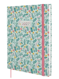 Finocam Dynamic Berlin Trigo Agenda Profesional - Anual 2027 - Semana Vista Vertical - 210x270mm - Goma Elastica - Tapa Dura Acolchada - Esquinas Microperforadas - Papel de 80g/m2 - Multicol