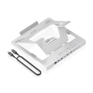 Aisens ASUC-7P046-GR Soporte para Portatil hasta 16" - Regulable en Altura - Antideslizante - Plegable - USB-C Docking 7 en 1 - Color Gris