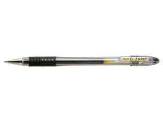 Pilot Boligrafo de Gel G1 Grip - Recargable - Grip de Goma - Punta de Bola 0.5mm - Trazo 0.3mm - Cuerpo Transparente - Color Negro · Pack de 12 uds.