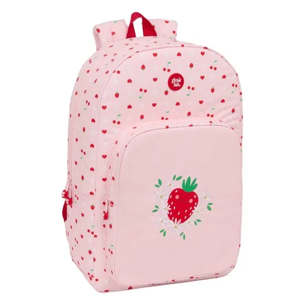 Safta Glowlab Frutitas Mochila Adaptable a Carro - Tirador Doble - Bolsillo Frontal - Hombreras Ergonomicas - Espalda Acolchada - Asa de Mano Superior - 19.30L - 300x140x460mm - Color Rosa
