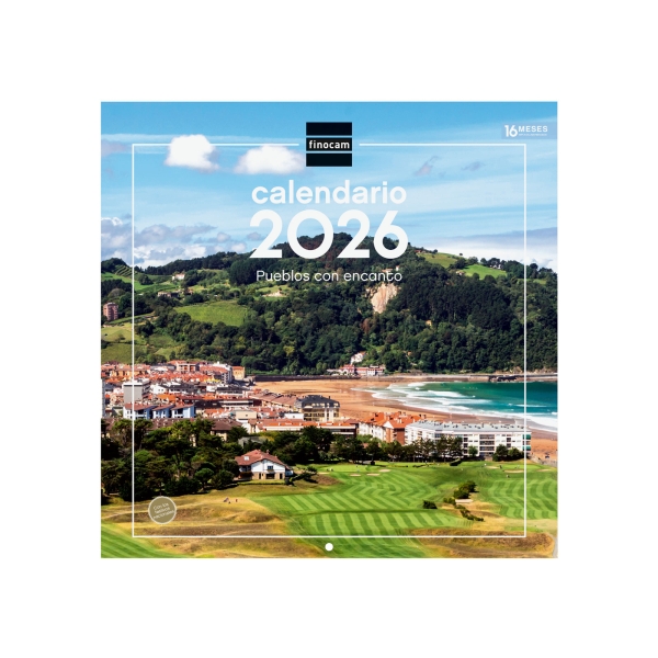 Finocam Calendario de Pared - Anual 2026 - Imagenes Variadas - 300x300mm - Espacio para Escribir - Tematica de Ciudades y Pueblos