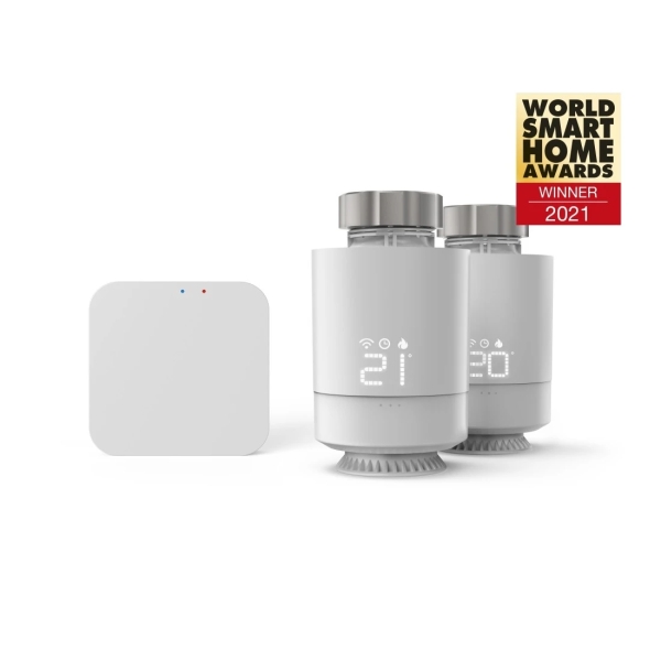 Hama Pack de 2 Termostatos de Radiador Inteligentes con Centralita - Temperatura Regulable - WLAN - Compatible con Asistente de Voz - Control con App - Color Blanco