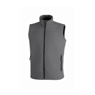 Upower Dublino Chaleco de Trabajo Soft Shell - Talla 2XL - Transpirable, Antiviento, Repelente al Agua, Multibolsillos con Cremallera, Ajuste Personalizado con Cordon - Color Gris Oscuro