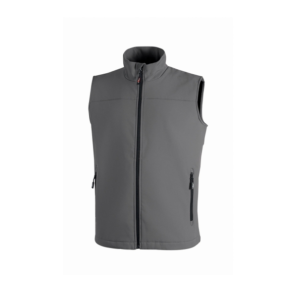 Upower Dublino Chaleco de Trabajo Soft Shell - Talla 2XL - Transpirable, Antiviento, Repelente al Agua, Multibolsillos con Cremallera, Ajuste Personalizado con Cordon - Color Gris Oscuro