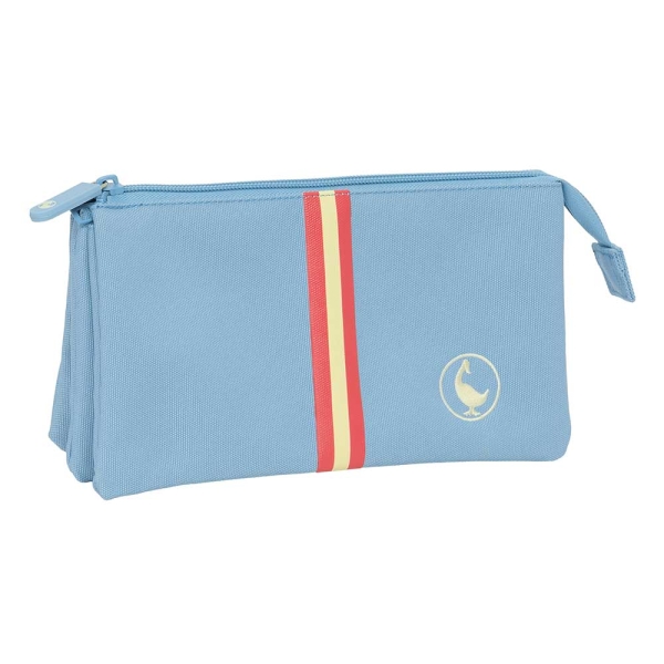 Safta el Ganso Basics Cerulean Portatodo - 3 Compartimentos con Cremalleras - Bolsillo Interior - 0.6L - 220x30x120mm - Color Azul