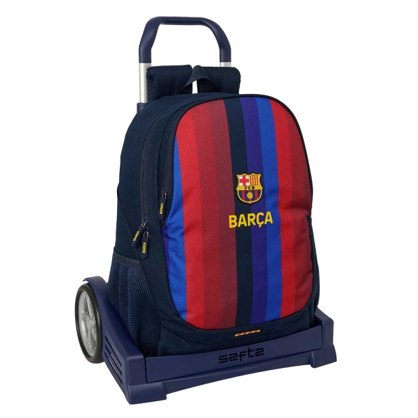 Safta F.C.Barcelona 1ª Equipacion 26/27 Mochila con Carro Evolution - Extraible - 22.5L - Portabotellas - Doble Tirador - Asa de Mano - Espalda Acolchada Antisudor - 32x44x16cm - Color Azul Noche