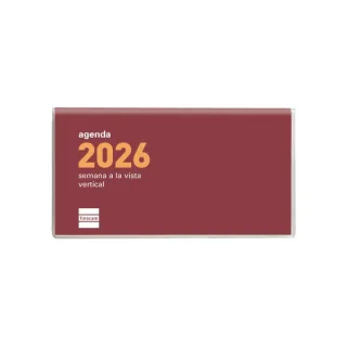 Finocam Coctel Agenda Plana - Anual 2026 - Formato Pl1 - 121x6x6mm - Semana Vista en Vertical - Color Burdeos