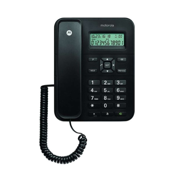 Motorola CT202 Telefono Fijo - Manos Libres - Identificador de Llamadas - Color Negro