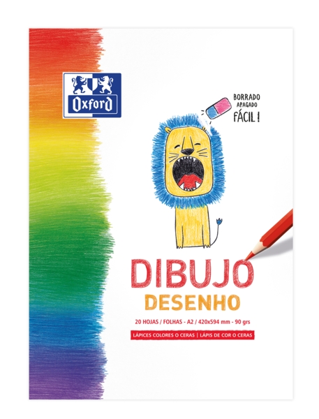 Oxford Dibujo Infantil/Ocio Bloc Encolado Dibujo A2 - Tapa Blanda/Contratapa Rigida - 20 Hojas - 90gr · Pack de 5 uds.