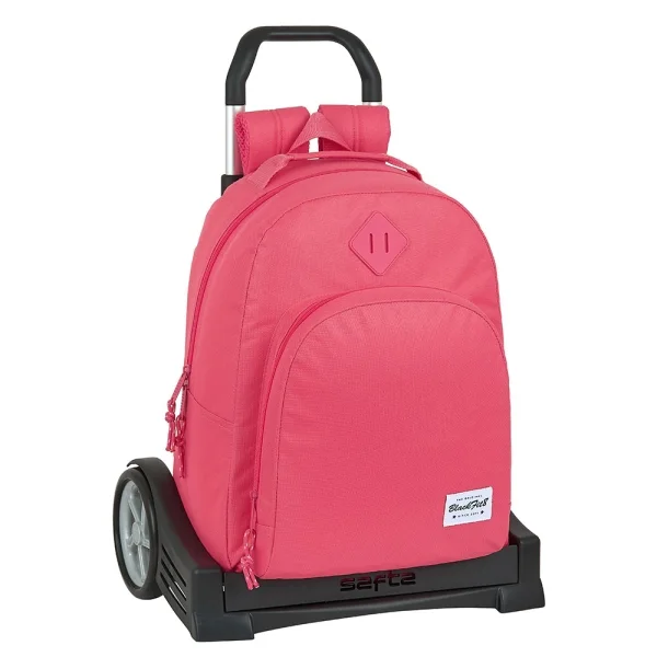 Safta Blackfit8 Fresa Mochila con Carro - Tirador Doble - Bolsillo Frontal - Hombreras Ergonomicas - Mochila Extraible - Ruedas Antivibracion - Base Reforzada - 20.1L - Color Rosa