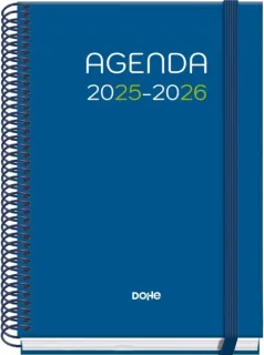 Dohe Logic Agenda Escolar 25/26 Espiral A5 - Dia Pagina - Papel 70g/m2 - 4 Hojas de Pegatinas - Cubierta de Carton Plastificado - Cierre con Goma Elastica