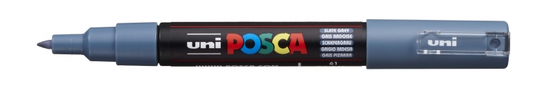 Posca PC-1M Marcador de Pintura Base al Agua - Punta de Poliester Conica 0.7mm - Linea Fina - Resistente a la Luz - Color Gris Pizarra · Pack de 6 uds.